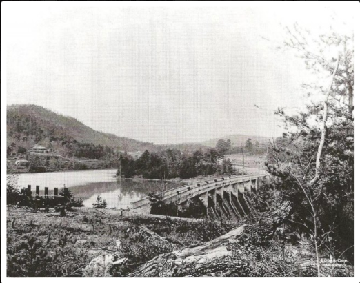 Construction of the Tallulah Dam and Lake, upstream of the Tallulah Gorge.  Image from http://www.rabunhistory.org/photo-gallery/lakes-and-dams/?page=1